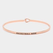 "Basketball Mom" Thin Brass Metal Hook Bracelet