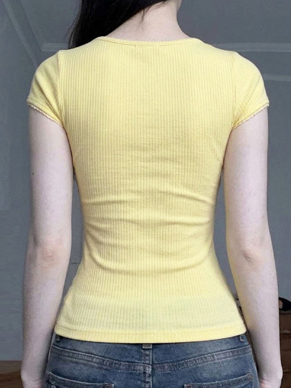 U-Neck Bow Short Sleeve
