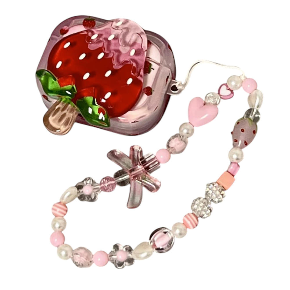 BEADED STRAWBERRY ICE CREAM AIRPODS CASE
