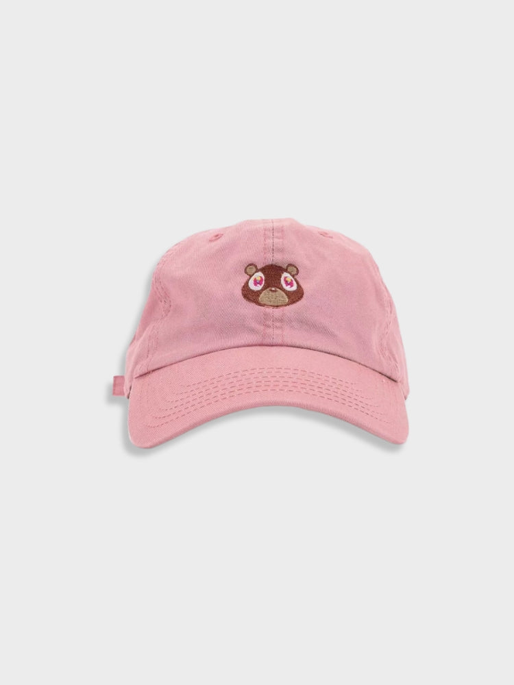 BEAR DESIGN WHITE BASEBALL CAP WITH KANYE BEER CAP THEME