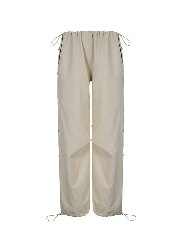 BEIGE BAGGY CARGO PANTS WITH RELAXED FIT FOR HIP POP STYLE