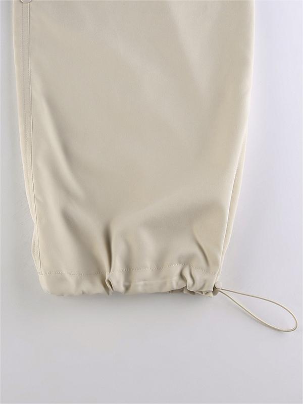 BEIGE BAGGY CARGO PANTS WITH RELAXED FIT FOR HIP POP STYLE