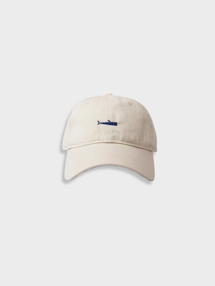 BEIGE BASEBALL CAP WITH BLUE WHALE - SIMPLE FISH CAP