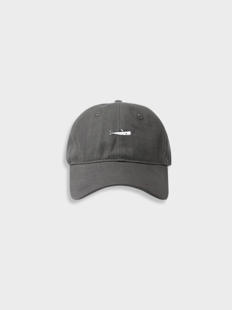 BEIGE BASEBALL CAP WITH BLUE WHALE - SIMPLE FISH CAP