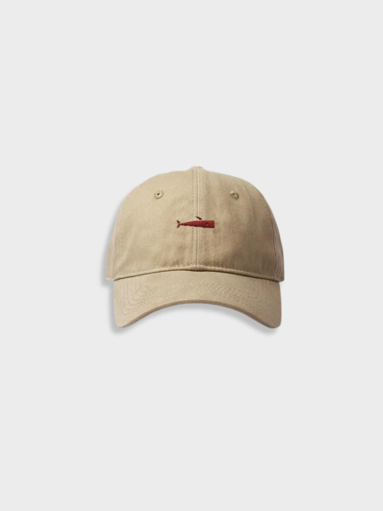 BEIGE BASEBALL CAP WITH BLUE WHALE - SIMPLE FISH CAP