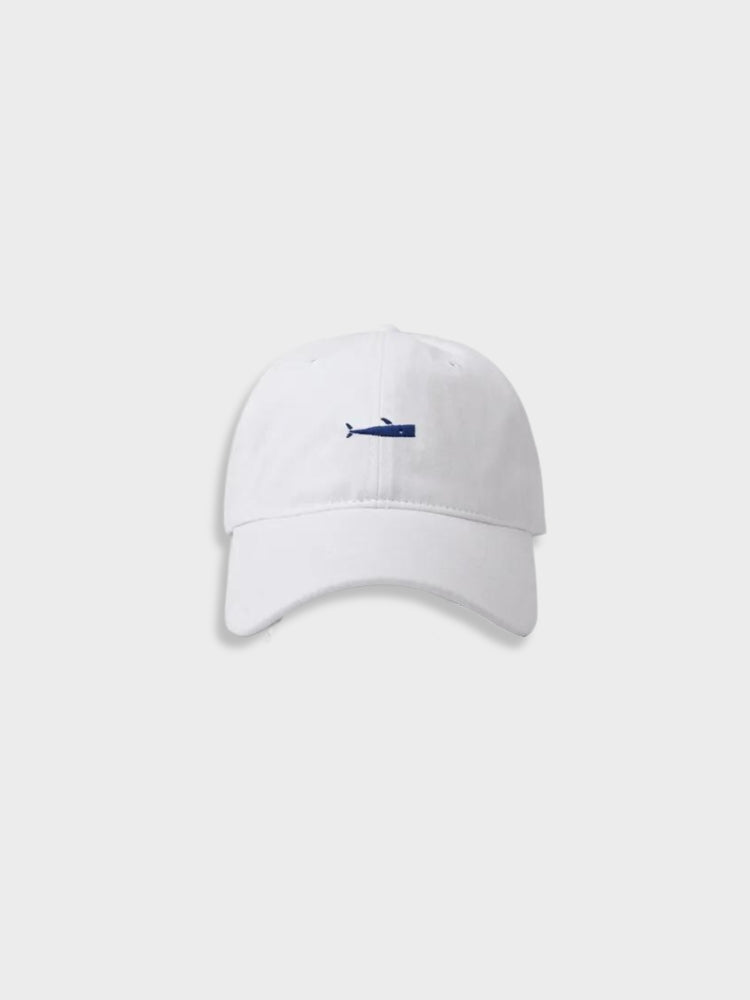 BEIGE BASEBALL CAP WITH BLUE WHALE - SIMPLE FISH CAP