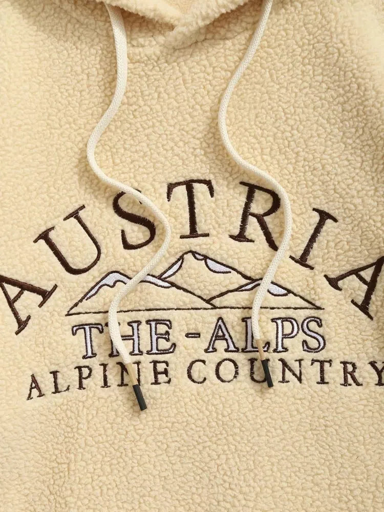 BEIGE FLEECE HOODIE VINTAGE AUSTRIA FLEECE HOODIE