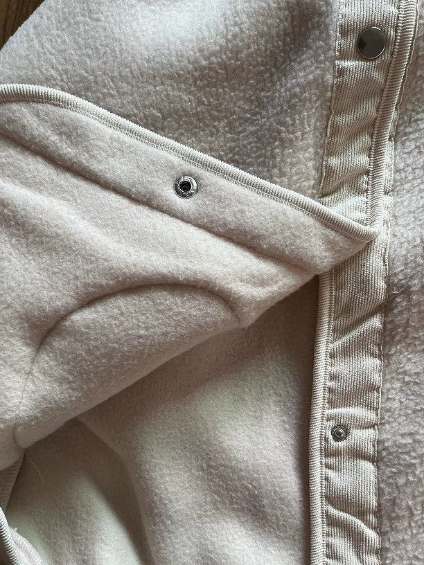 BEIGE HOODED SHERPA JACKET FOR COOL WEATHER AND WARM LOOSE FIT