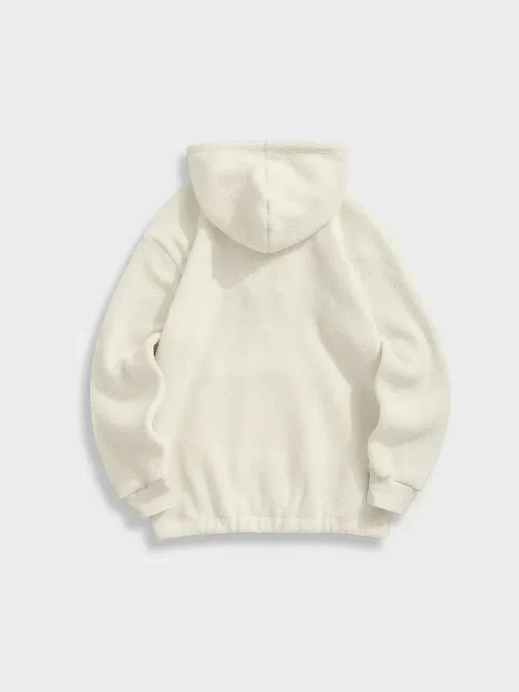 BEIGE HOODIE WITH PARTIAL ZIPPER CALIFORNIA FLEECE VINTAGE