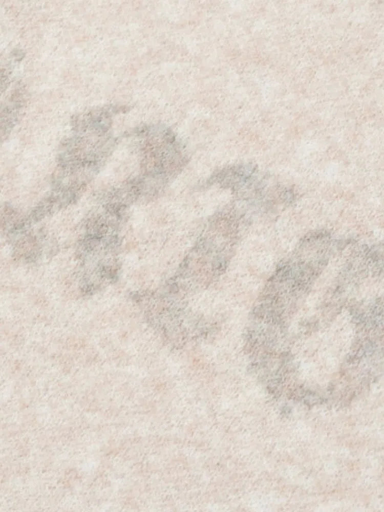 BEIGE KNIT SWEATER WITH ABSTRACT DESIGN - Y2K WOOL SWEATER