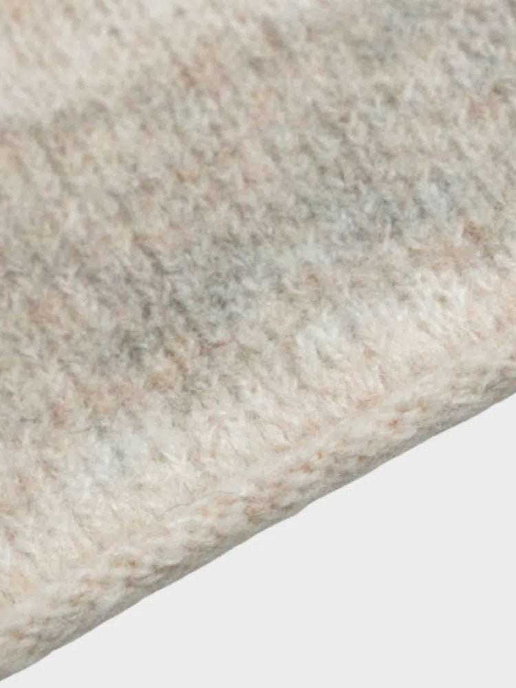 BEIGE KNIT SWEATER WITH ABSTRACT DESIGN - Y2K WOOL SWEATER