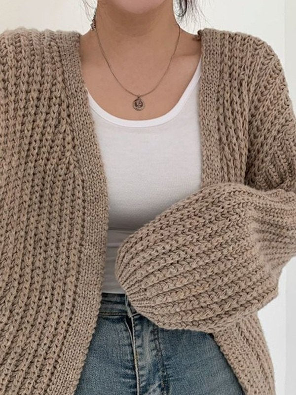 BEIGE LONG SLEEVE CARDIGAN FOR CASUAL WINTER WARDROBE