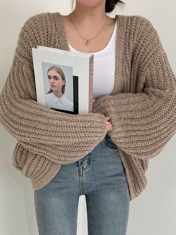 BEIGE LONG SLEEVE CARDIGAN FOR CASUAL WINTER WARDROBE
