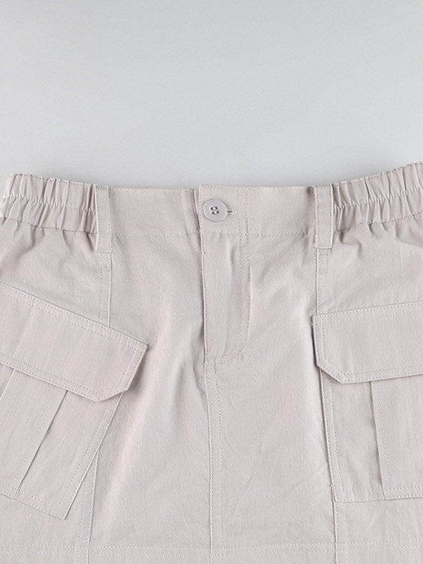 BEIGE MINI CARGO SKIRT - TRENDY CARGO SKIRT FOR EVERYDAY WEAR