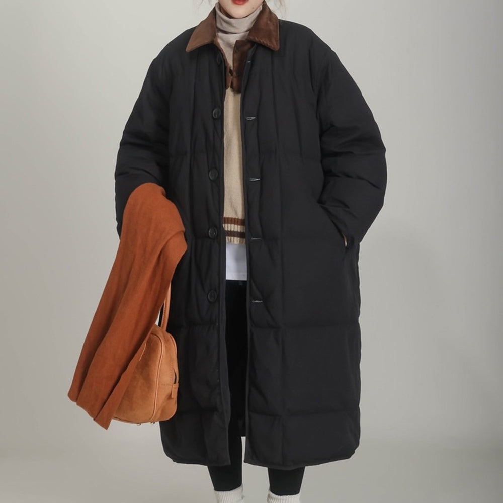 BEIGE QUILTED OVERCOAT: PREPPY STYLE QUILTED COAT