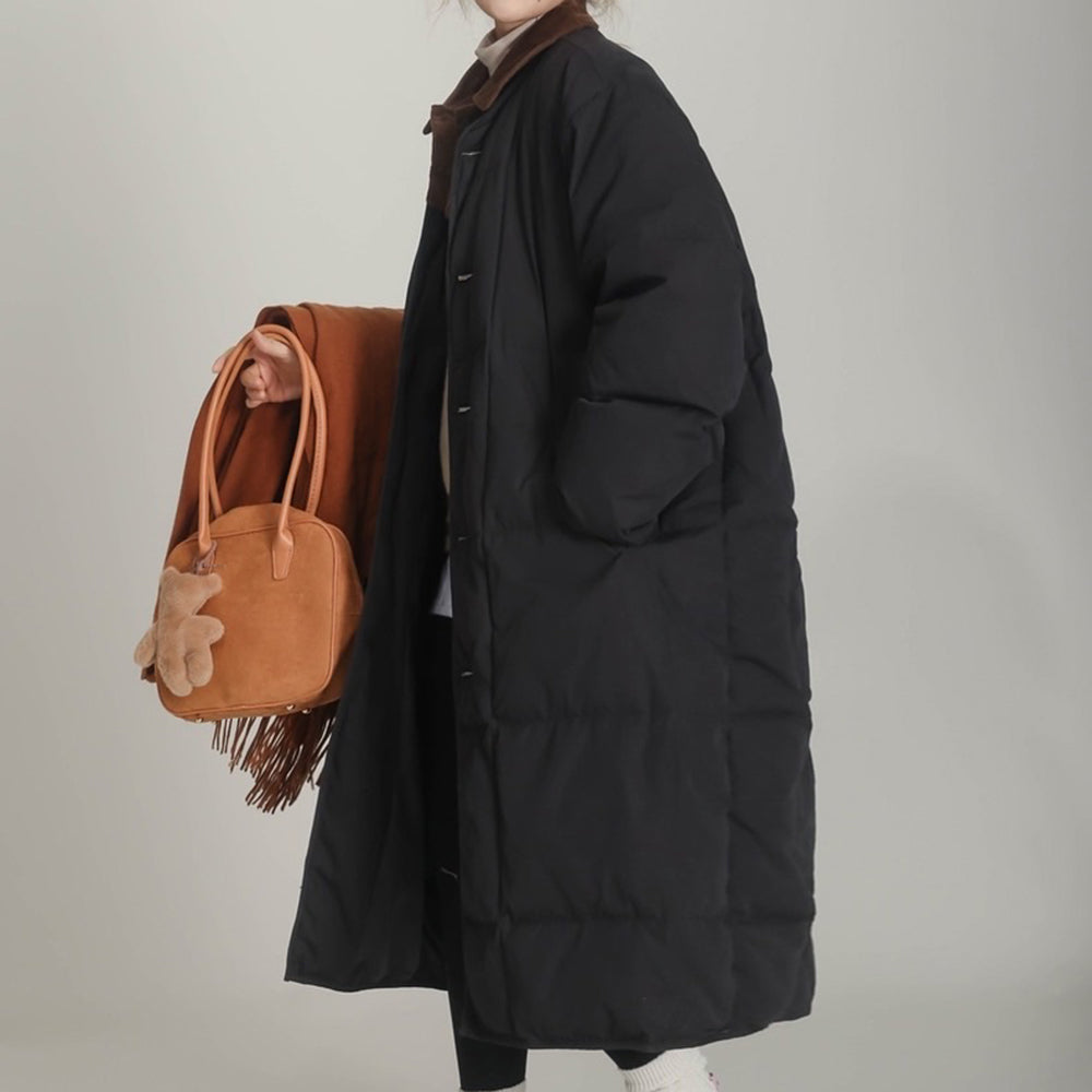 BEIGE QUILTED OVERCOAT: PREPPY STYLE QUILTED COAT