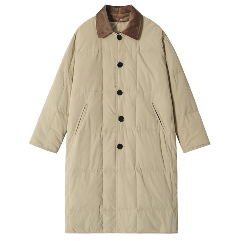 BEIGE QUILTED OVERCOAT: PREPPY STYLE QUILTED COAT