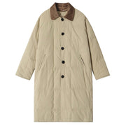 BEIGE QUILTED OVERCOAT: PREPPY STYLE QUILTED COAT