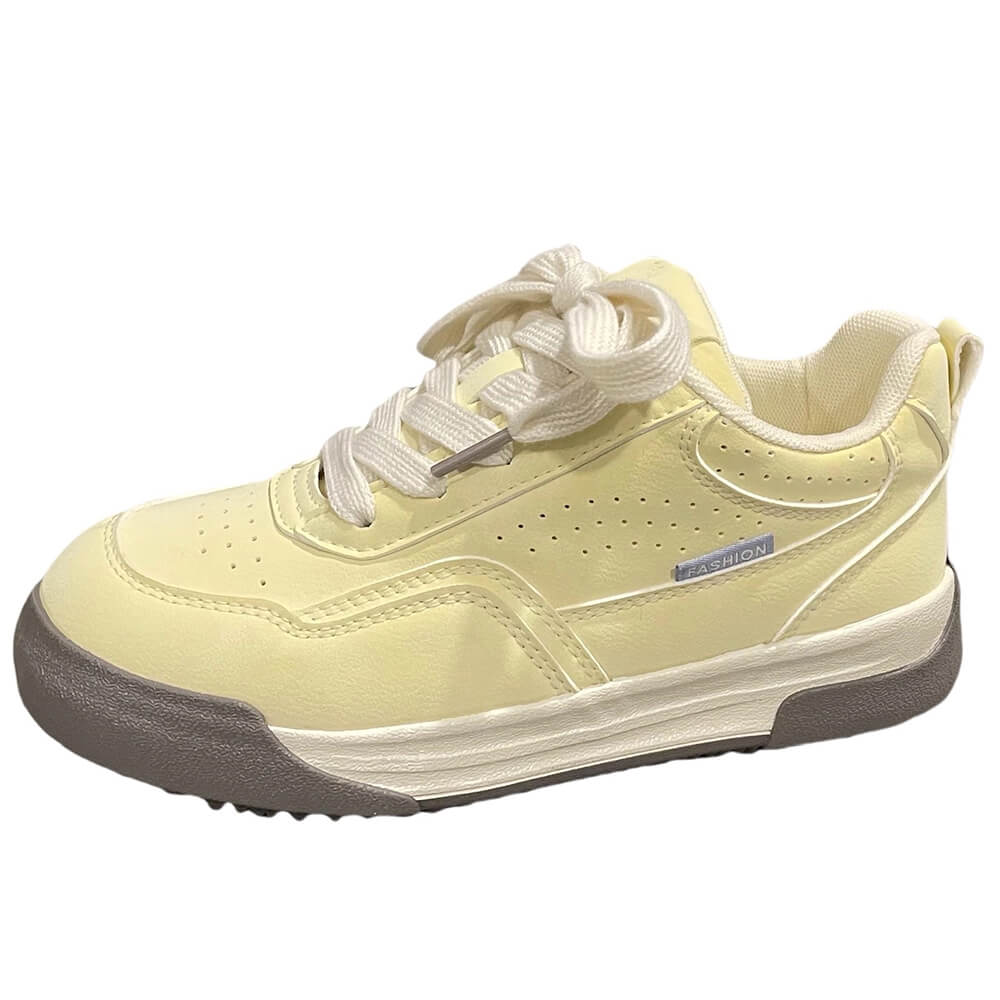 BEIGE SNEAKERS - PASTEL SERENITY AND YELLOW AESTHETIC SNEAKERS PAIR