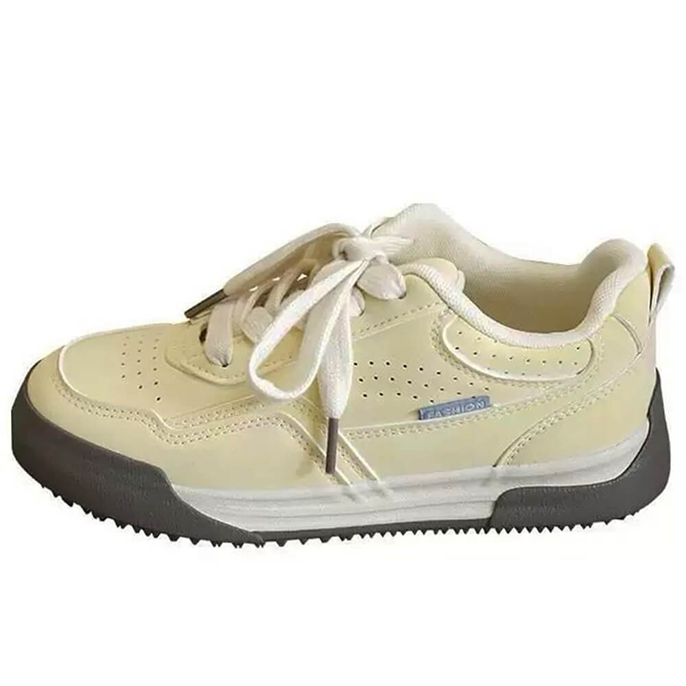 BEIGE SNEAKERS - PASTEL SERENITY AND YELLOW AESTHETIC SNEAKERS PAIR