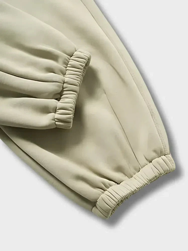 BEIGE SWEATPANTS WITH ELASTIC WAIST FOR UNE TAILLE CONFORTABLE