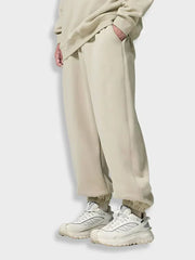 BEIGE SWEATPANTS WITH ELASTIC WAIST FOR UNE TAILLE CONFORTABLE