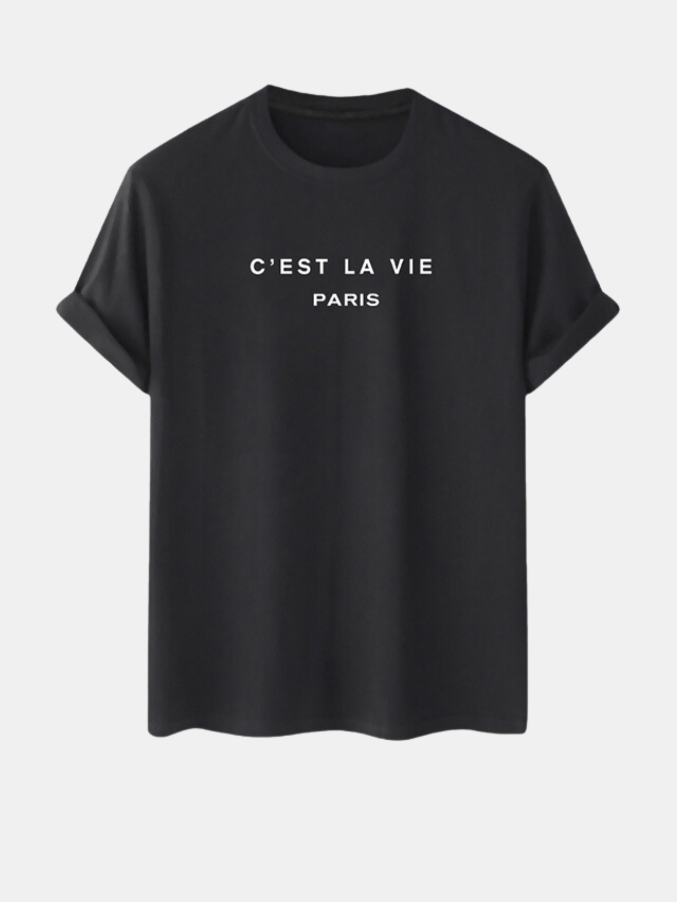 BEIGE T-SHIRT AND BLACK SWEATPANTS