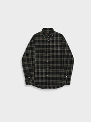 BLACK AND GRAY PLAID BUTTON-DOWN SHIRT CASUAL BLACK BLOUSE