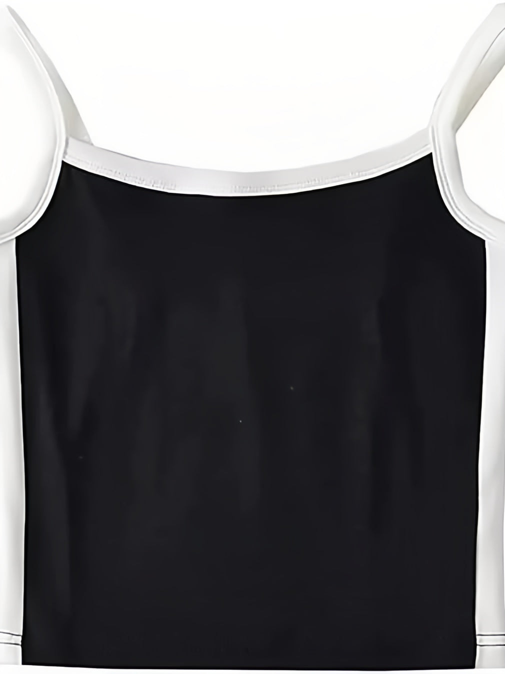 BLACK AND WHITE TANK TOP WITH GREEN CONTRAST DESIGN