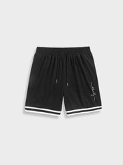 BLACK ATHLETIC SHORTS WITH WHITE STRIPES CLASSIC STRIPED SHORTS