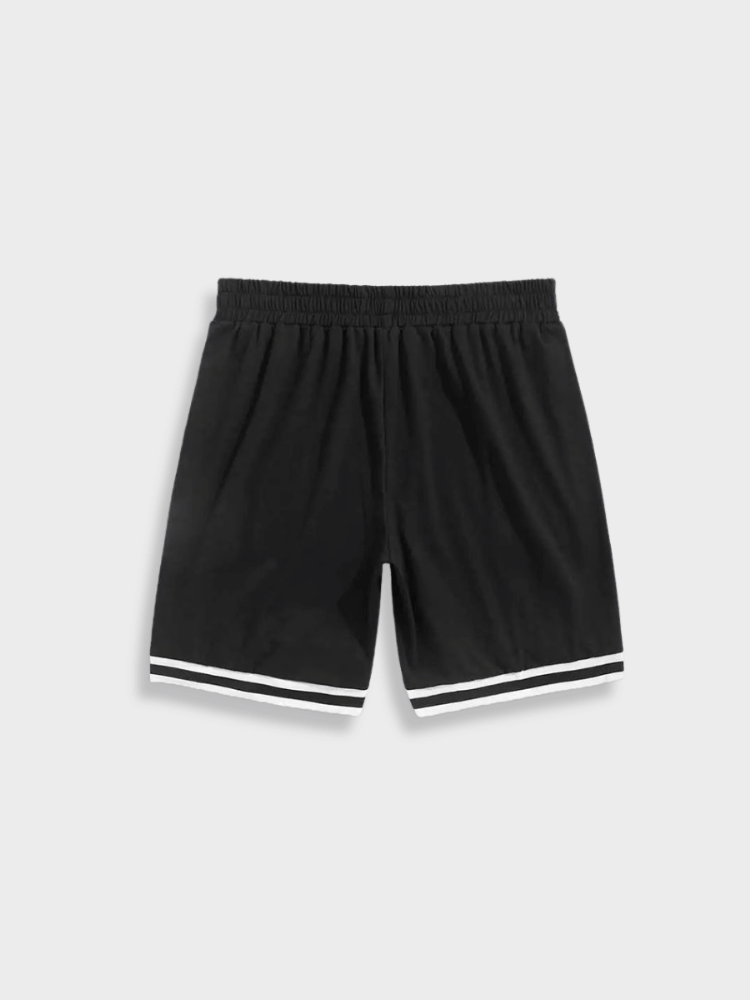 BLACK ATHLETIC SHORTS WITH WHITE STRIPES CLASSIC STRIPED SHORTS