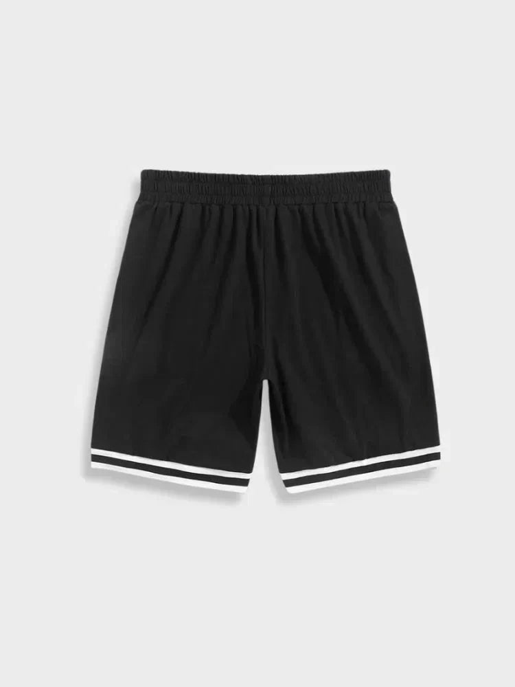 BLACK ATHLETIC SHORTS WITH WHITE STRIPES SHORT CASUAL STREETWEAR
