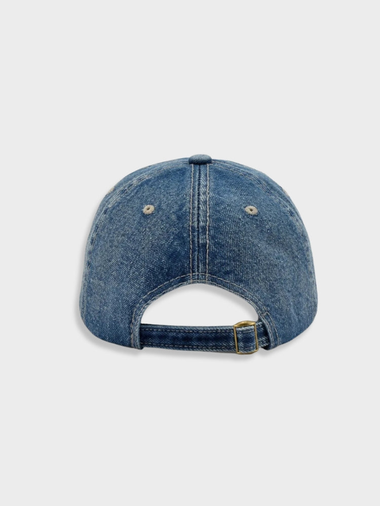 BLACK BASEBALL CAP WITH AMERICAN FLAG - NYC DENIM CAP
