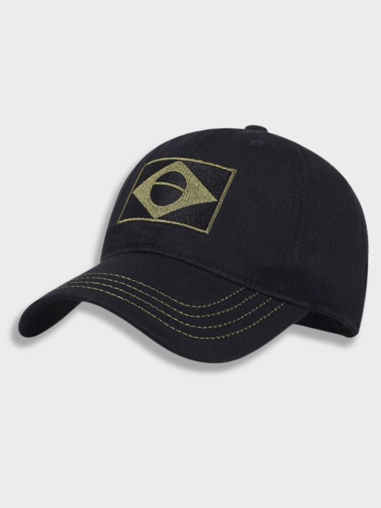 BLACK BASEBALL CAP WITH BRAZIL FLAG - STYLISH BRASIL CAP