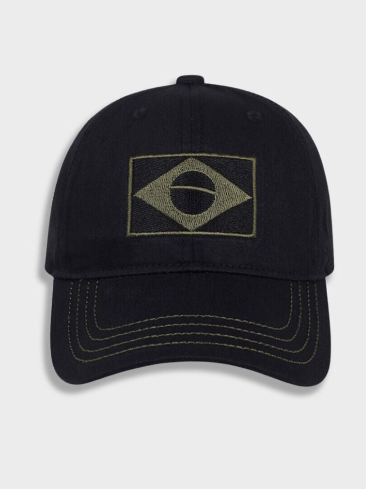 BLACK BASEBALL CAP WITH BRAZIL FLAG - STYLISH BRASIL CAP