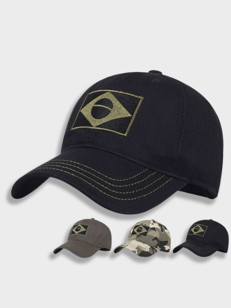 BLACK BASEBALL CAP WITH BRAZIL FLAG - STYLISH BRASIL CAP