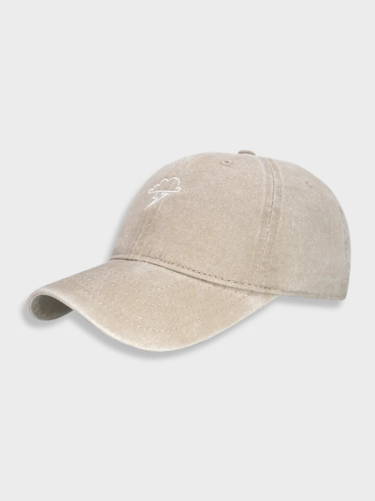 BLACK BASEBALL CAP WITH LIGHTNING CLOUD - THUNDER CLOUD CAP, BREATHABLE DESIGN