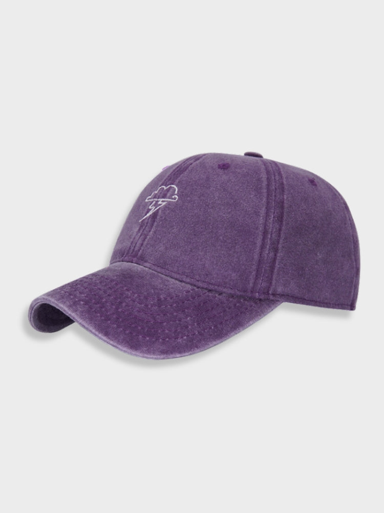 BLACK BASEBALL CAP WITH LIGHTNING CLOUD - THUNDER CLOUD CAP, BREATHABLE DESIGN