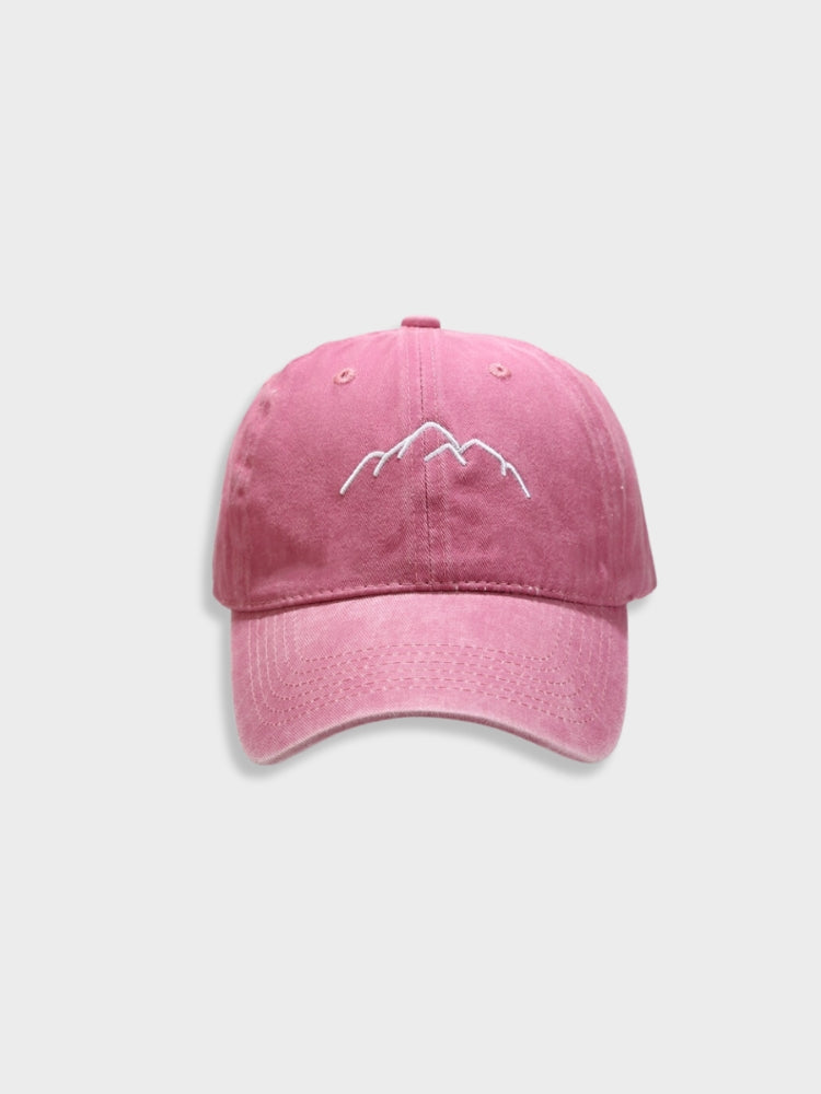 BLACK BASEBALL CAP WITH MOUNTAIN DESIGN - OUTDOOR HEADWEAR ACCESSORY