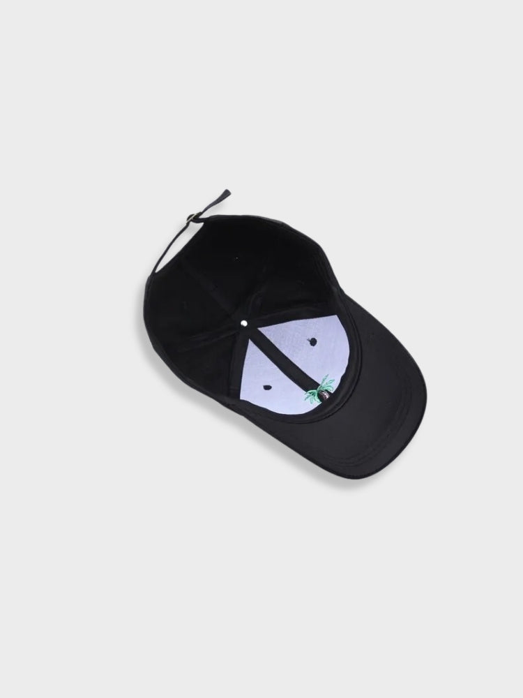 BLACK BASEBALL CAP WITH PALM TREE EMBROIDERY - PALM TREE CAP