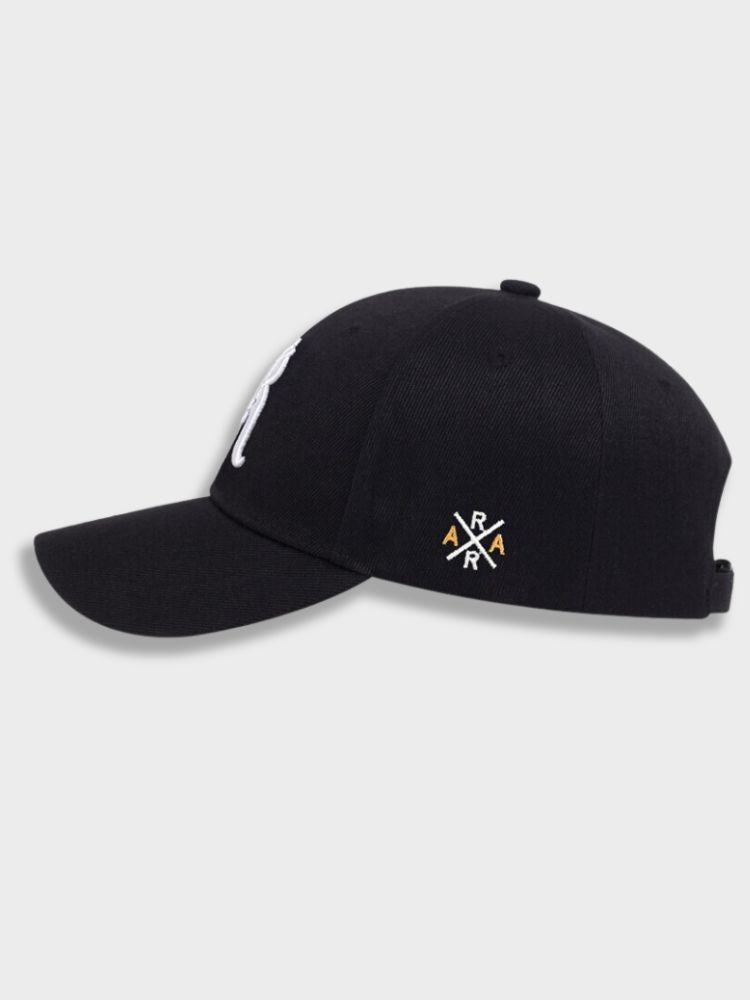 BLACK BASEBALL CAP WITH R EMBROIDERY FOR OUTDOOR ACTIVITIES - RICHMOND CAP