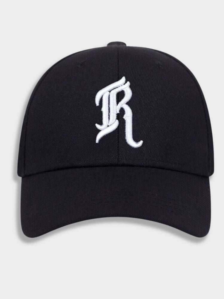 BLACK BASEBALL CAP WITH R EMBROIDERY FOR OUTDOOR ACTIVITIES - RICHMOND CAP