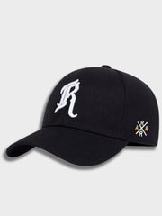 BLACK BASEBALL CAP WITH R EMBROIDERY FOR OUTDOOR ACTIVITIES - RICHMOND CAP