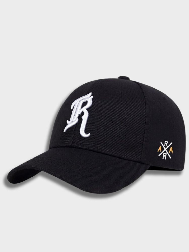 BLACK BASEBALL CAP WITH R EMBROIDERY FOR OUTDOOR ACTIVITIES - RICHMOND CAP