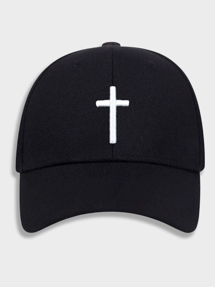 BLACK BASEBALL CAP WITH WHITE CROSS – SPIRITUS SANCTI CAP FOR ULTIMATE COMFORT