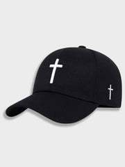 BLACK BASEBALL CAP WITH WHITE CROSS – SPIRITUS SANCTI CAP FOR ULTIMATE COMFORT
