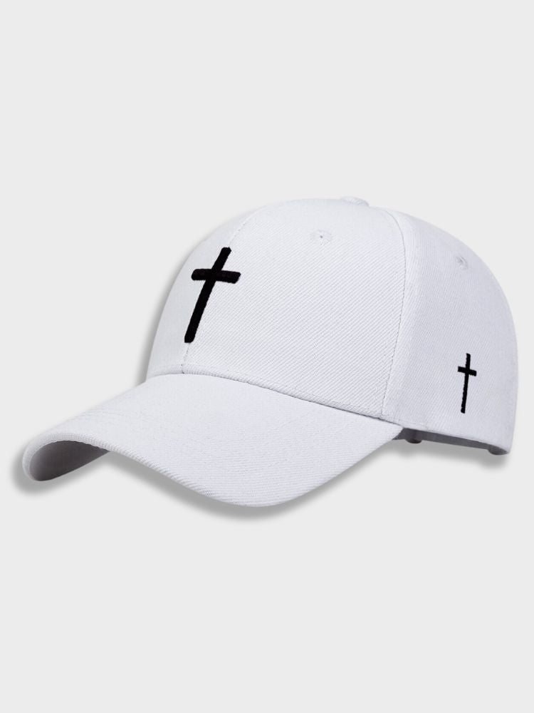 BLACK BASEBALL CAP WITH WHITE CROSS – SPIRITUS SANCTI CAP FOR ULTIMATE COMFORT