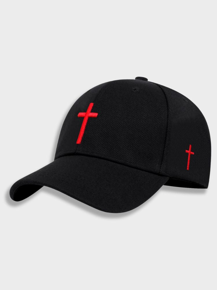 BLACK BASEBALL CAP WITH WHITE CROSS – SPIRITUS SANCTI CAP FOR ULTIMATE COMFORT