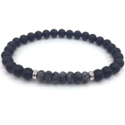 BLACK BEADED BRACELET WITH GRAY STONES - NATURE STONE BRACELET