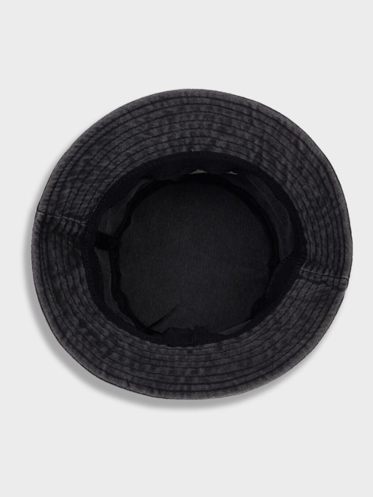 BLACK BUCKET HAT WITH MOUNTAIN EMBROIDERY - MOUNTAIN BUCKET HAT
